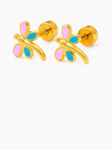 SWASHAA Flower Charm Girls 18K Gold Plated Contemporary Studs Earrings