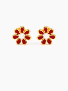 SWASHAA Girls Miss Flower 18K Gold Plated Studs Earrings
