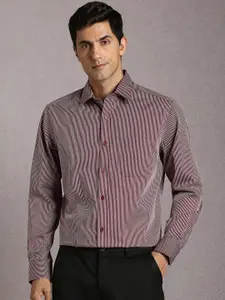 Louis Philippe Striped Spread Collar Cotton Formal Shirt
