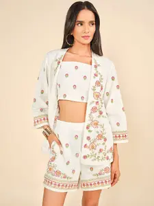 Global Desi Printed Top Shrug & Trousers Co-Ords