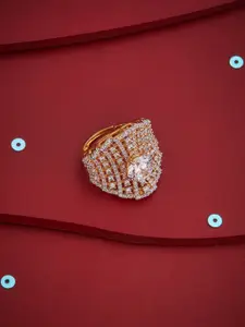Kushal's Fashion Jewellery White Gold-Plated Party Zircon Finger Ring