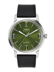Timex marlin Men Leather Straps Analogue Date Aperture Motion Powered Watch TWEG26700