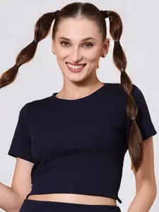 The Roadster Lifestyle Co Women Round Neck Designer Back Crop Top