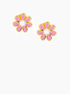 SWASHAA Miss Flower Girls 18K Gold Plated Studs Earrings