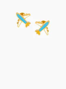 SWASHAA Little Airplane Girls 18K Gold Plated Studs Earrings