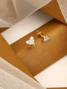 ABDESIGNS 925 Sterling Silver Gold-Plated Artificial Stones Studded Stud Earrings