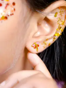 SWASHAA Dragonfly Girls 18K Gold Plated Studs Earrings