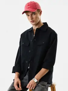 Snitch Relaxed Spread Collar Overshirt Casual Shirt