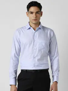 Van Heusen Checked Spread Collar Long Sleeves Pure Cotton Formal Shirt