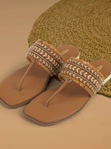 Metro Women Ethnic - Embellished T-Strap Flats