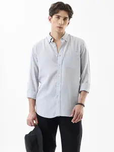 Snitch Light Grey Button Down Collar Casual Shirt
