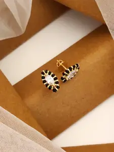 ABDESIGNS 925 Sterling Silver Gold-Plated Artificial Stones Studded Stud Earrings