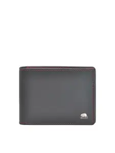 BROWN BEAR Men Black Red Genuine Leather RFID Wallet Mini 4 Card Slots