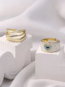 SOHI Set Of 2 California Gold-Plated Romantics Finger Rings