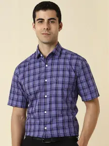 Allen Solly Men Tartan Checked Spread Collar Cotton Formal Shirt