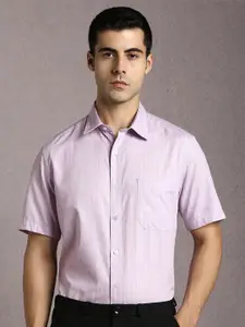 Louis Philippe Men Textured Spread Collar Cotton Formal Shirt