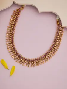 Kushal's Fashion Jewellery Copper Gold-Plated Antique Necklace