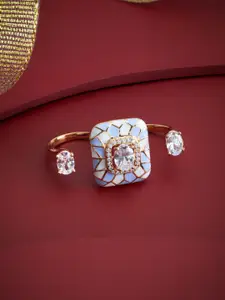 Kushal's Fashion Jewellery White Gold-Plated Party Zircon Finger Ring