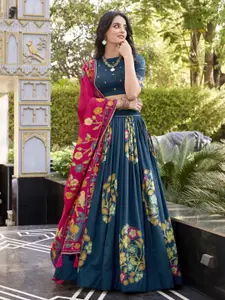 LOOKNBOOK ART Printed Foil Print Ready to Wear Lehenga & Unstitched Blouse With Dupatta