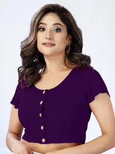 The Roadster Lifestyle Co. Women Ribbed Round Neck Button Detail Crop Top