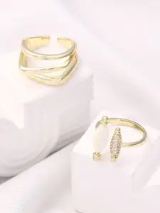 SOHI Set Of 2 California Gold-Plated Romantics Statement Finger Rings