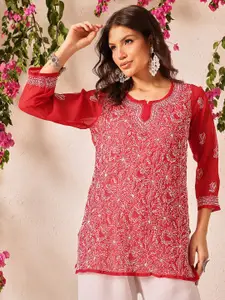 ADA Women Floral Embroidered Chikankari Kurti