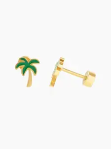 SWASHAA Girls Stainless steel 18K Gold Plated Enamelled Studs Earrings