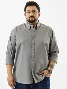 Snitch Men Plus Size Classic Fit Solid Button-Down Collar Cotton Casual Shirt
