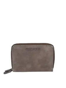 BROWN BEAR Women Casual Grey Genuine Leather RFID Wallet Mini