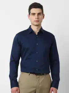 Peter England Elite Textured Spread Collar Slim Fit Cotton Formal Shirt