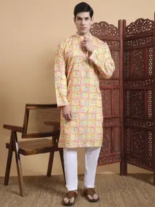 House of Pataudi Men Printed Straight Kurta