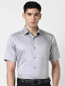 Van Heusen Men Windowpane Checked Spread Collar Cotton Party Shirt