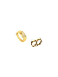NEERAJYOTI Men Set Of 2 Alloy Artificial Stones Finger Rings