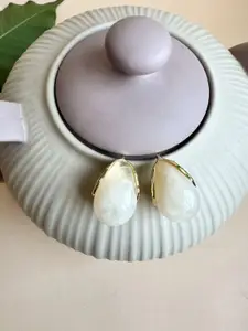 The Jewellery Tale Stainless Steel Gold-Plated Stones Studded Teardrop Drop Earrings