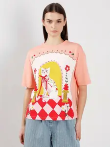 Vero Moda Graphic Printed Round Neck Cotton T-Shirt