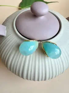 The Jewellery Tale Stainless Steel Gold-Plated Stones Studded Teardrop Hoop Earrings