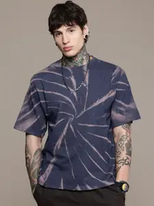 Moda Rapido Washed Effect Tie & Dyed Drop-Shoulder Sleeves Oversized Fit T-shirt