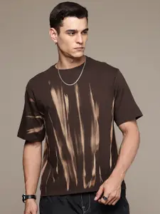 Moda Rapido Washed Effect Tie & Dyed Drop-Shoulder Sleeves Oversized Fit T-shirt