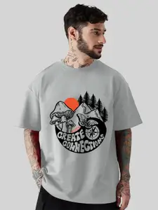AUSK Men Graphic Printed Round Neck Cotton Oversized T-shirt