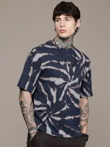 Moda Rapido Washed Effect Tie & Dyed Drop-Shoulder Sleeves Oversized Fit T-shirt