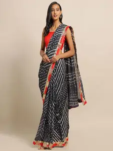 Geroo Jaipur Bandhani Zari Poly Georgette Bandhani Saree