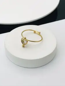 ANJNI CREATION Gold-Plated Cubic Zirconia Studded Finger Ring