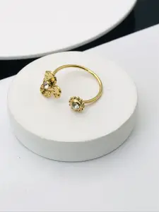 ANJNI CREATION Gold-Plated Cubic Zirconia Studded Finger Ring