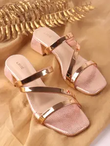 Lavie Rose Gold Casual Slip-on Block Heel Pumps
