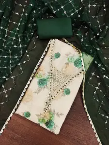 Peachmode Floral Printed Beads And Stones Unstitched Dress Material