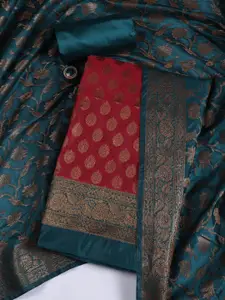 Meena Bazaar Woven Design Chanderi Silk Unstitched Dress Material