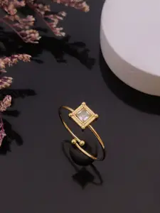 ANJNI CREATION Gold-Plated Cubic Zirconia Studded Finger Ring