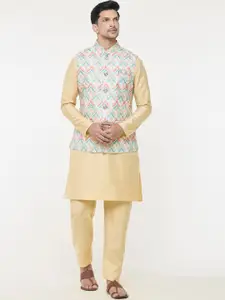 Arihant Rai Sinha Pure Silk Woven Design Mandarin Collar Nehru Jacket