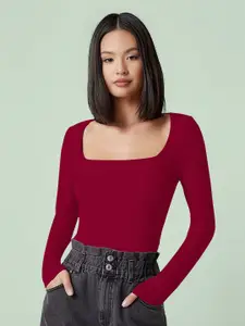 Dream Beauty Fashion Women Solid Regular Square Neck Top