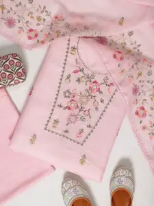 Libas Floral Embroidered Thread Work Unstitched Dress Material